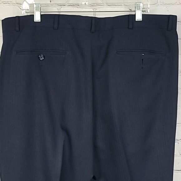 Stafford 42x32 Navy Blue Classic Fit Herringbone Twill Men's Dress Pants Uniform - Picture 6 of 10
